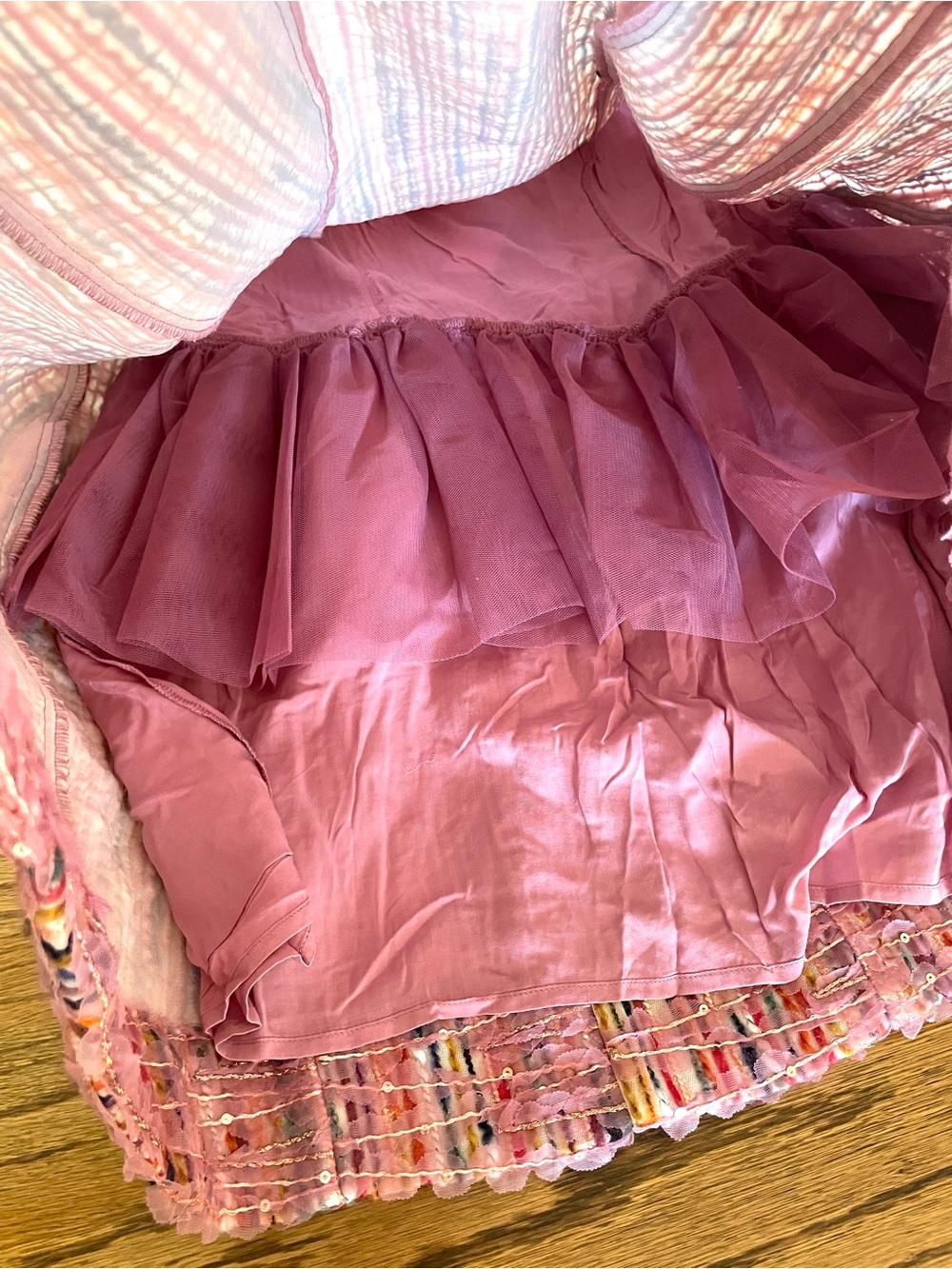 NWT Maeve Anthropologie Pink Sequin Tweed Fit and Flare Mini Dress Sz 14 - Picture 14 of 16